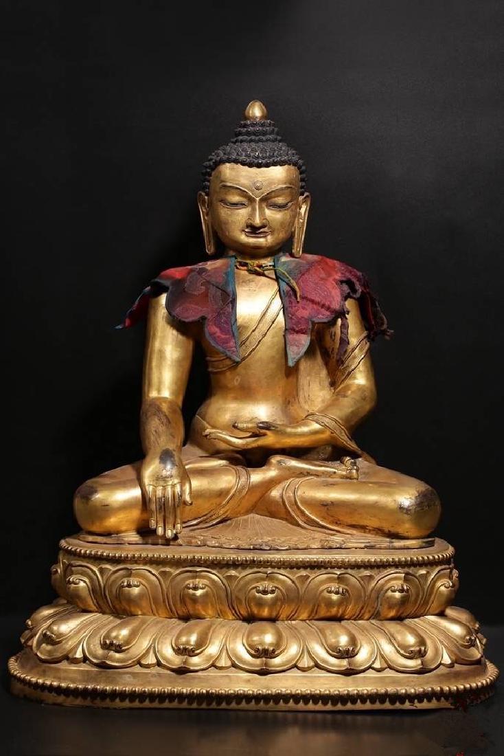 Large Chinese Qing Dynasty Gilt Bronze Buddha (1 of 14)