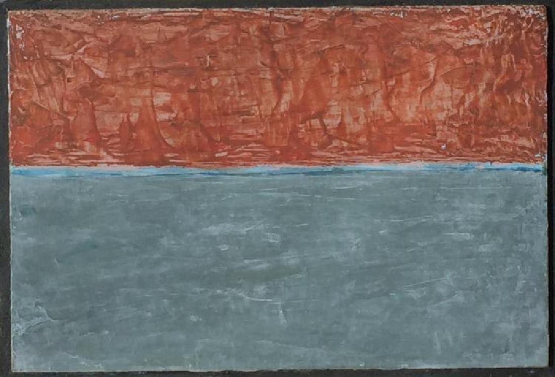 PAT DE GROOT (1930- ), Horizon, 1993, Oil on panel: Description: PAT DE GROOT (1930- ), Horizon, 1993, Oil on panel Dimensions: 6 1/4 x 9 1/4" Artist or Maker: Pat de Groot Medium: Oil on panel Date: 1993 Condition Report: Very good condition, minor su