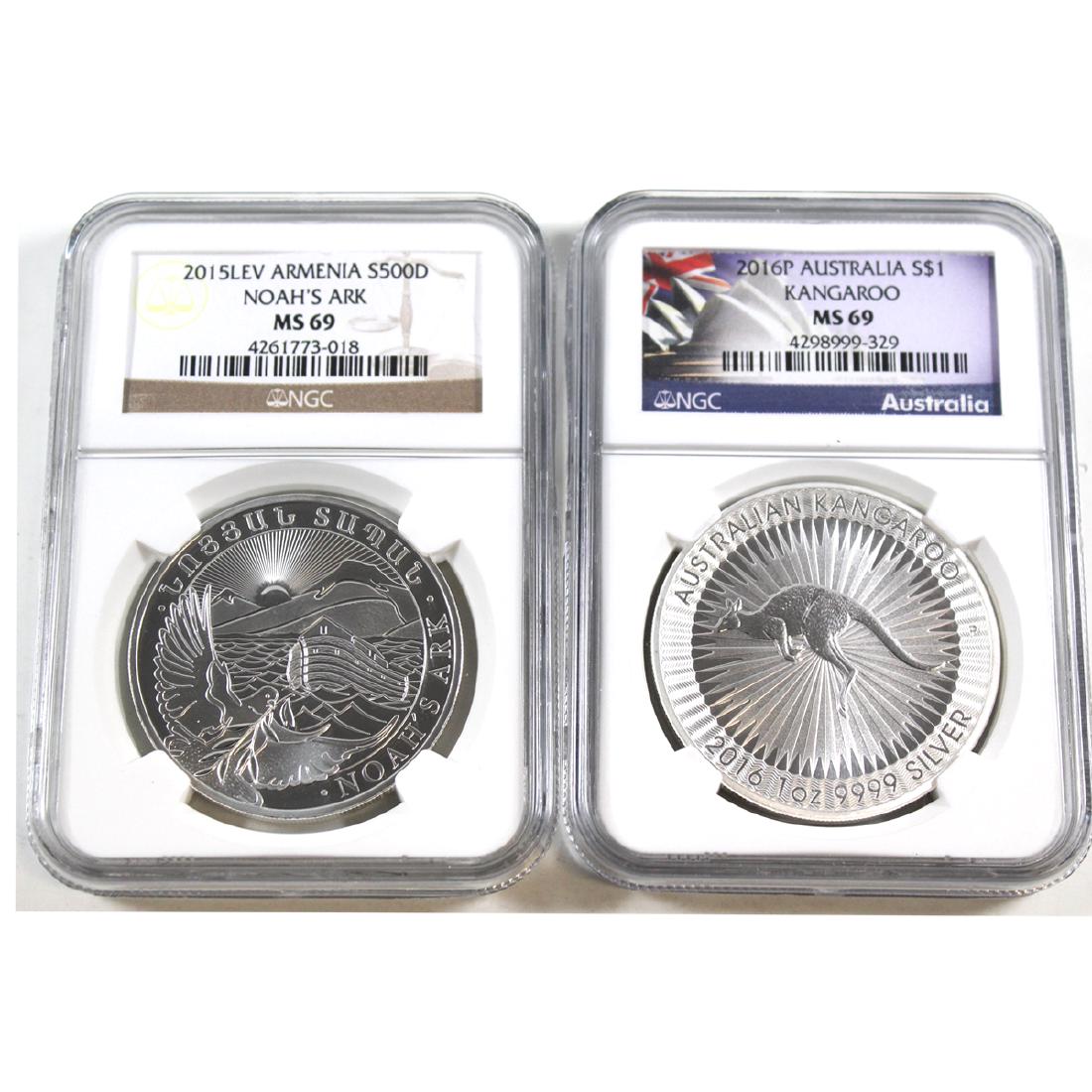 2015 Armenia Noah's Ark & 2016 Australia Kangaroo 1oz (1 of 1)