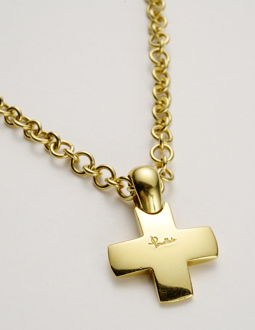 Pomellato Brand Gold Cross on Gold Chain: Weight 34 Grams, 42 cm (16.5in) length