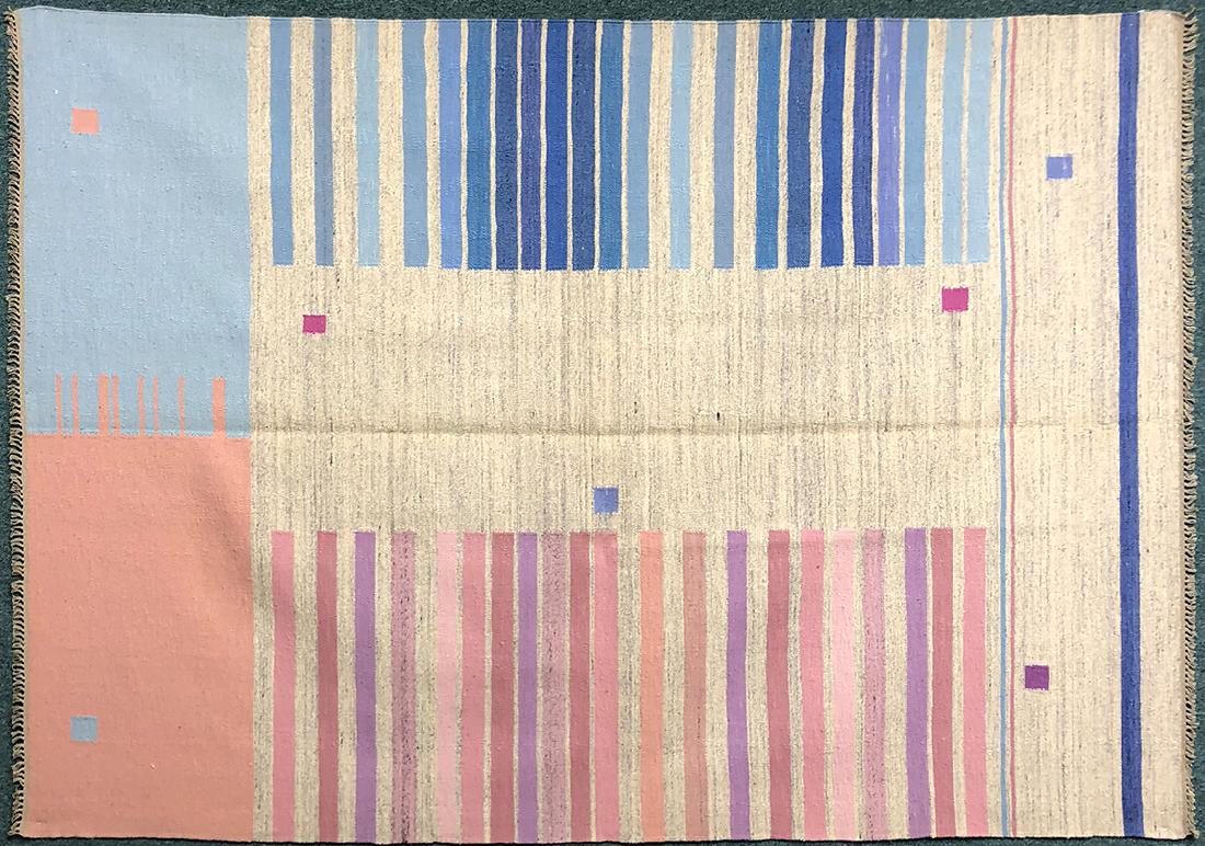 Rare Polish Kilim Carpet 94.5" x 67.3": This hand-woven Polish Kilim rug dates back to the 1960's & 1970's. Under a failing communist regime, the weavers of Poland resorted to making carpets & tapestries to live a less than glamorous life. 