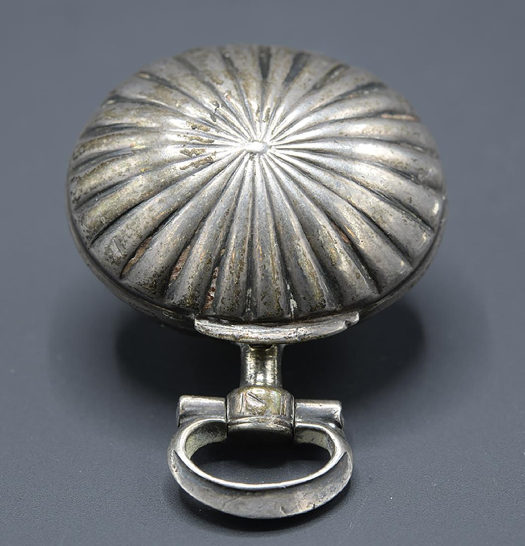 19th Century Silver Perfume Locket: Antique perfume locket from the 1800's crafted from silver with gold inlaying on the interior of the locket. Hundreds of years ago people would keep their scent on them at all times simply wafting the