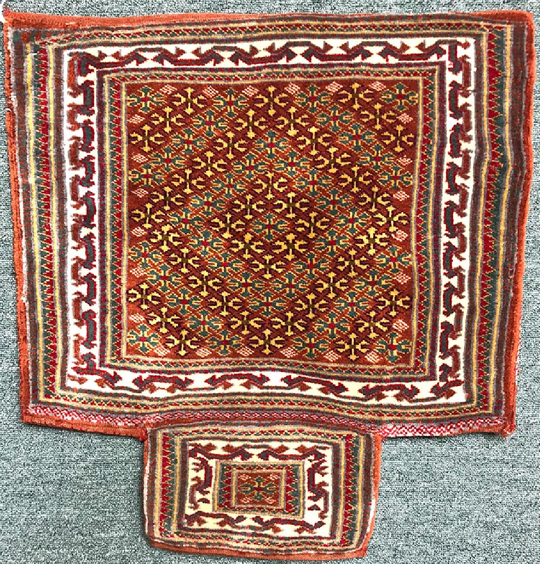 Antique Iranian Saddle: This sattle was hand knitted by Master Carpet-Makers based in Iran.Â
