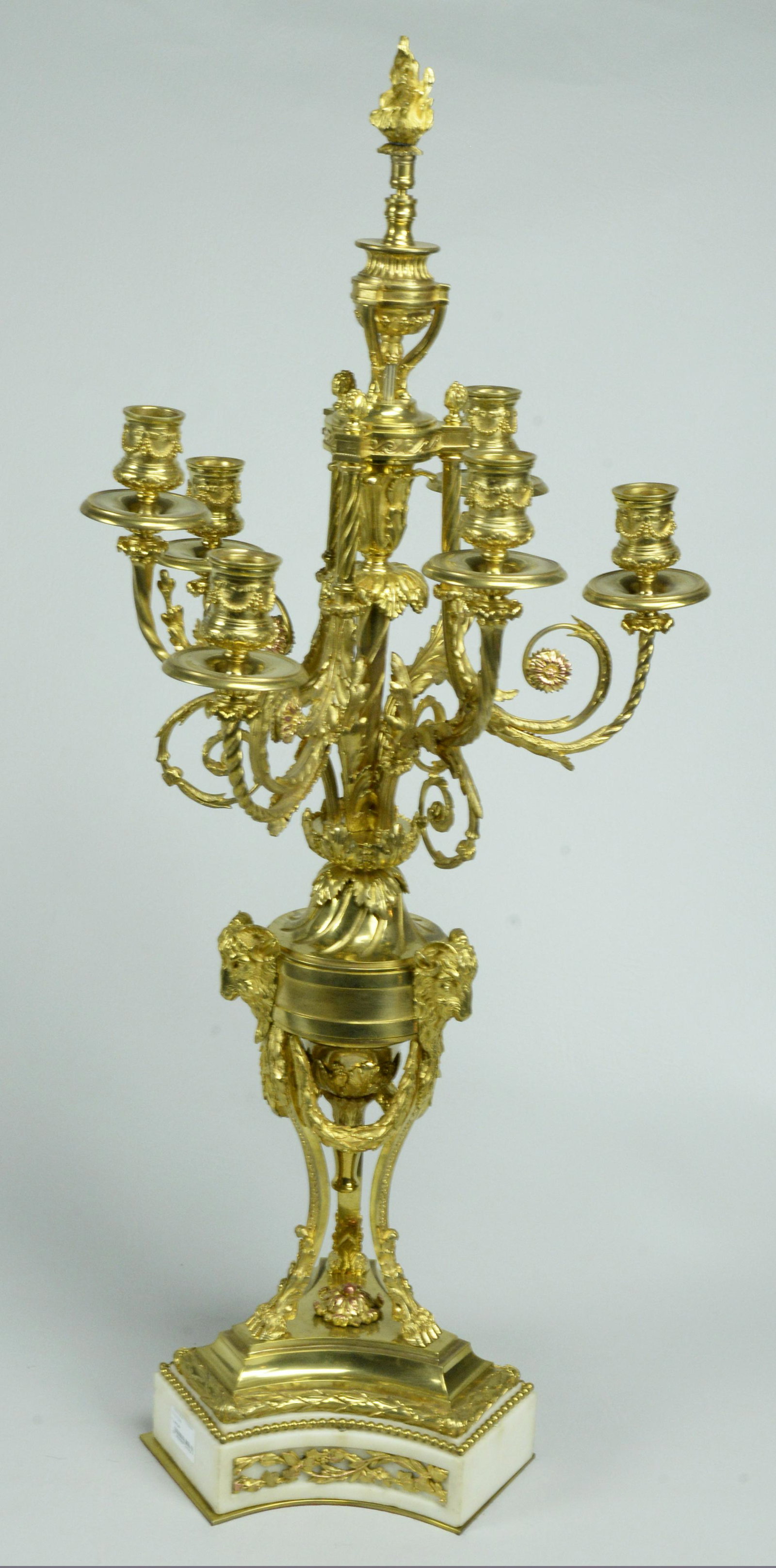 Vintage Bronze & Marble 6 Flame Candelabra: Height: 30" Wide: 11" Base: 8"