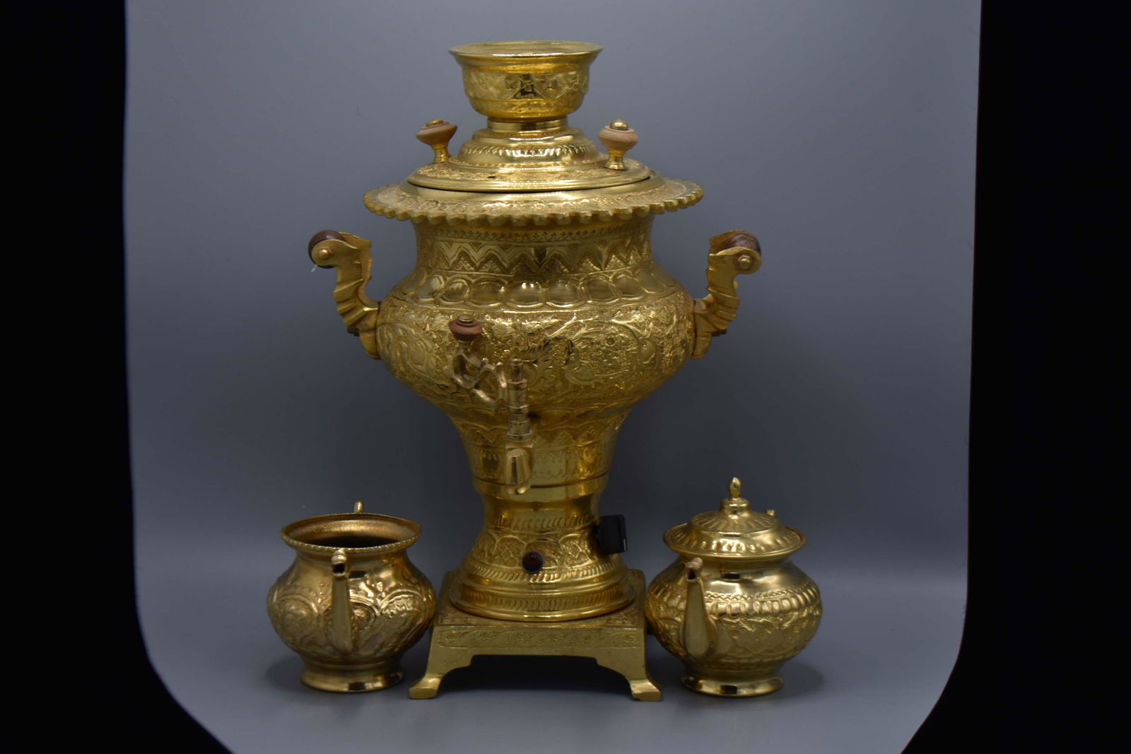 20th C Electrified Persian Brass Samovar. (1 of 4)