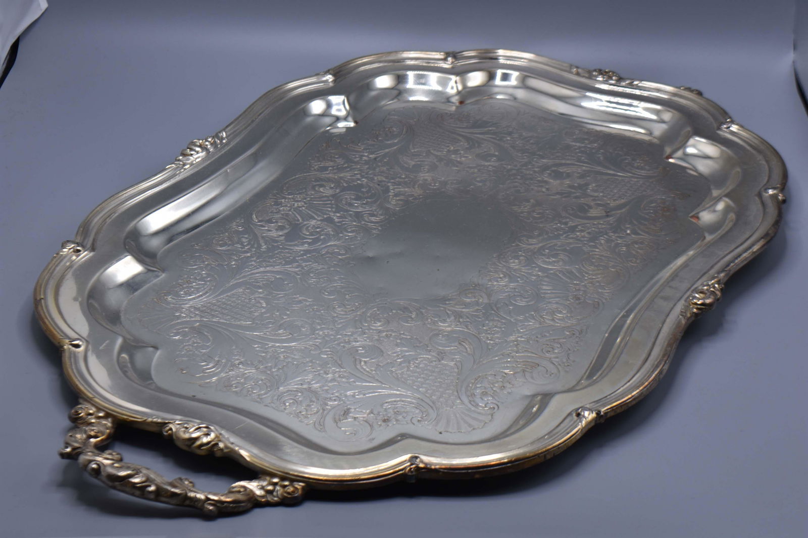 antique tray no mark defected one handle damaged (1 of 5)