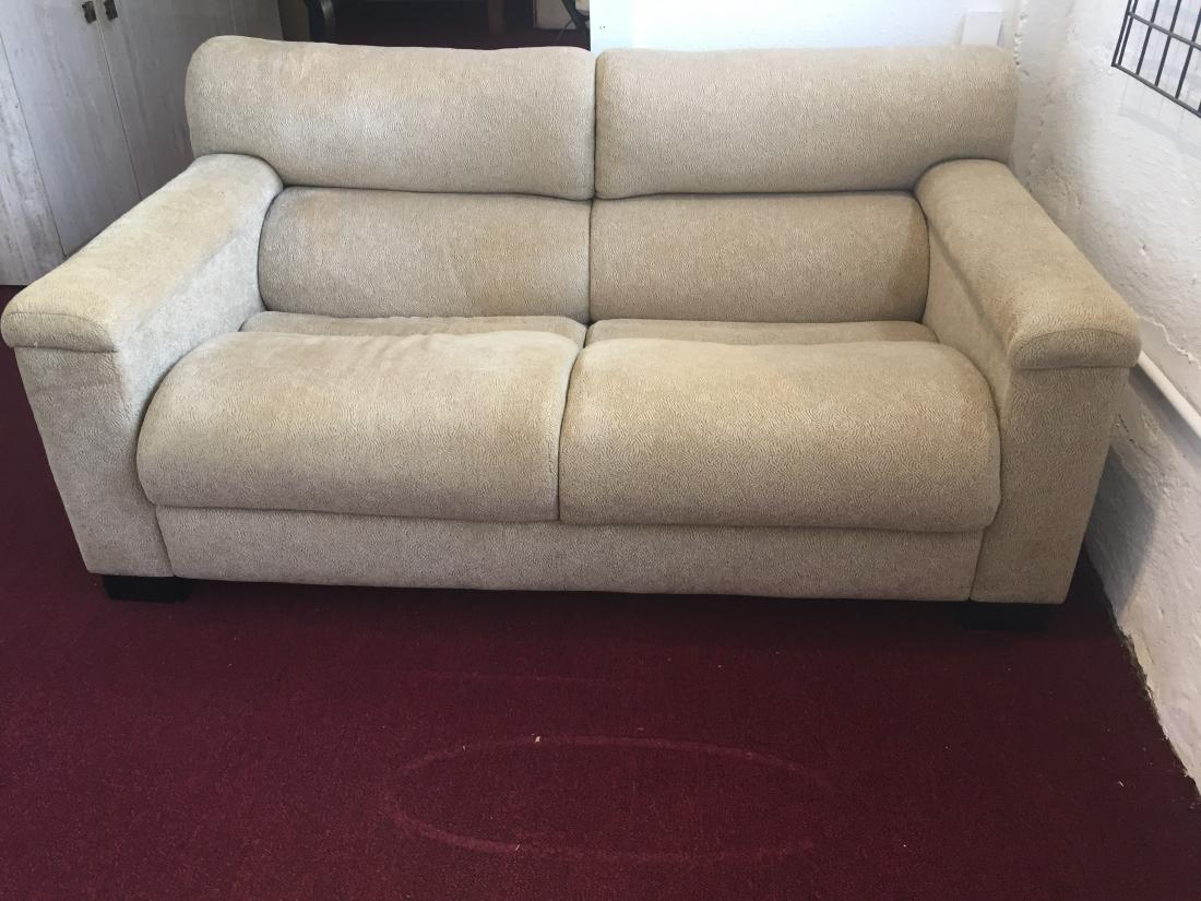 Pace Two Seat Recliner Sofa White Cloth (1 of 3)