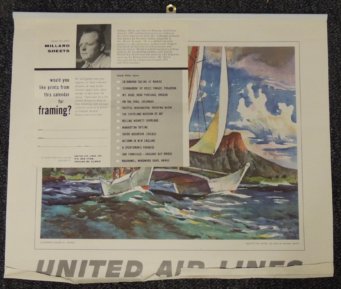 Millard Sheets - 1907-1985 - California: Original 1950's United Airlines Calendar by Millard Sheets