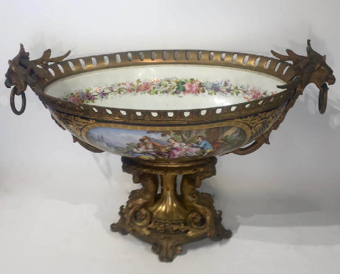 Sevres-Style Bronze and Porcelain Centerpiece (1 of 7)