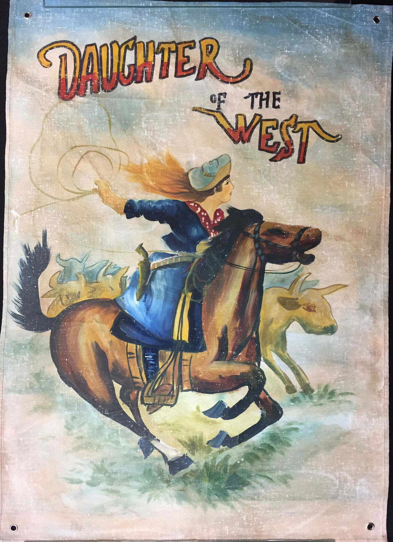 Daughter of the West - Antique Hand Painted Banner (1 of 6)
