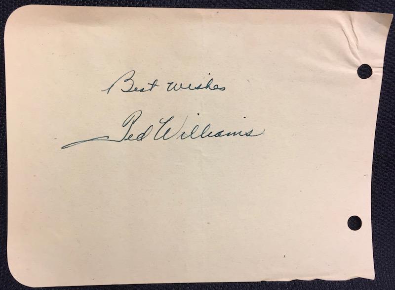 Ted Williams Boston Red Sox Autograph: We have beautiful signed Album Page by Ted Williams (1918 - 2002). He always wanted to be the best hitter. He accomplished his goal. Babe Ruth and Hank Aaron may have been better power hitters. You co