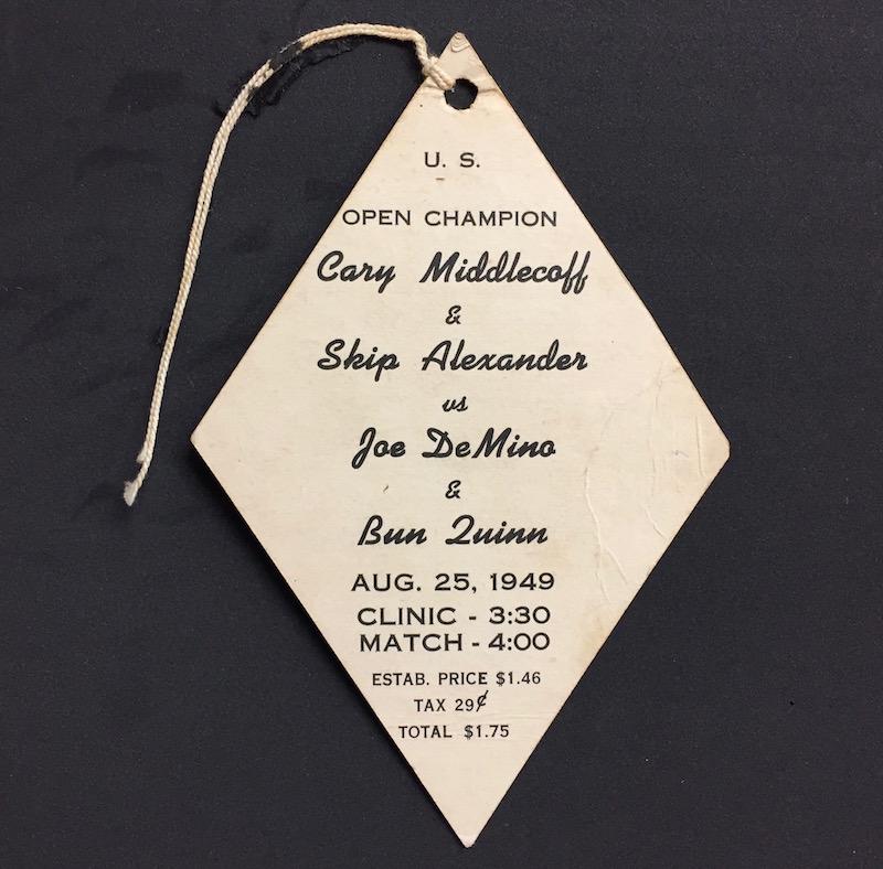 U.S. Open Cary Middlecoff Autographed 1949 Ticket: A rare 1949 U.S. Open Championship Signed Ticket by the U.S. Open Champion Cary Middlecoff, along with Skip Alexander Joe DeMino and Bun Zuinn. The 1949 U.S. Open was the 49th U.S. Open, held June 9â