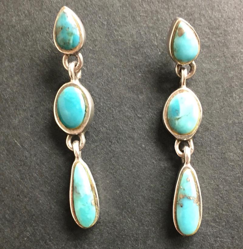 Vintage Barse Turquoise 3 Stone Drop