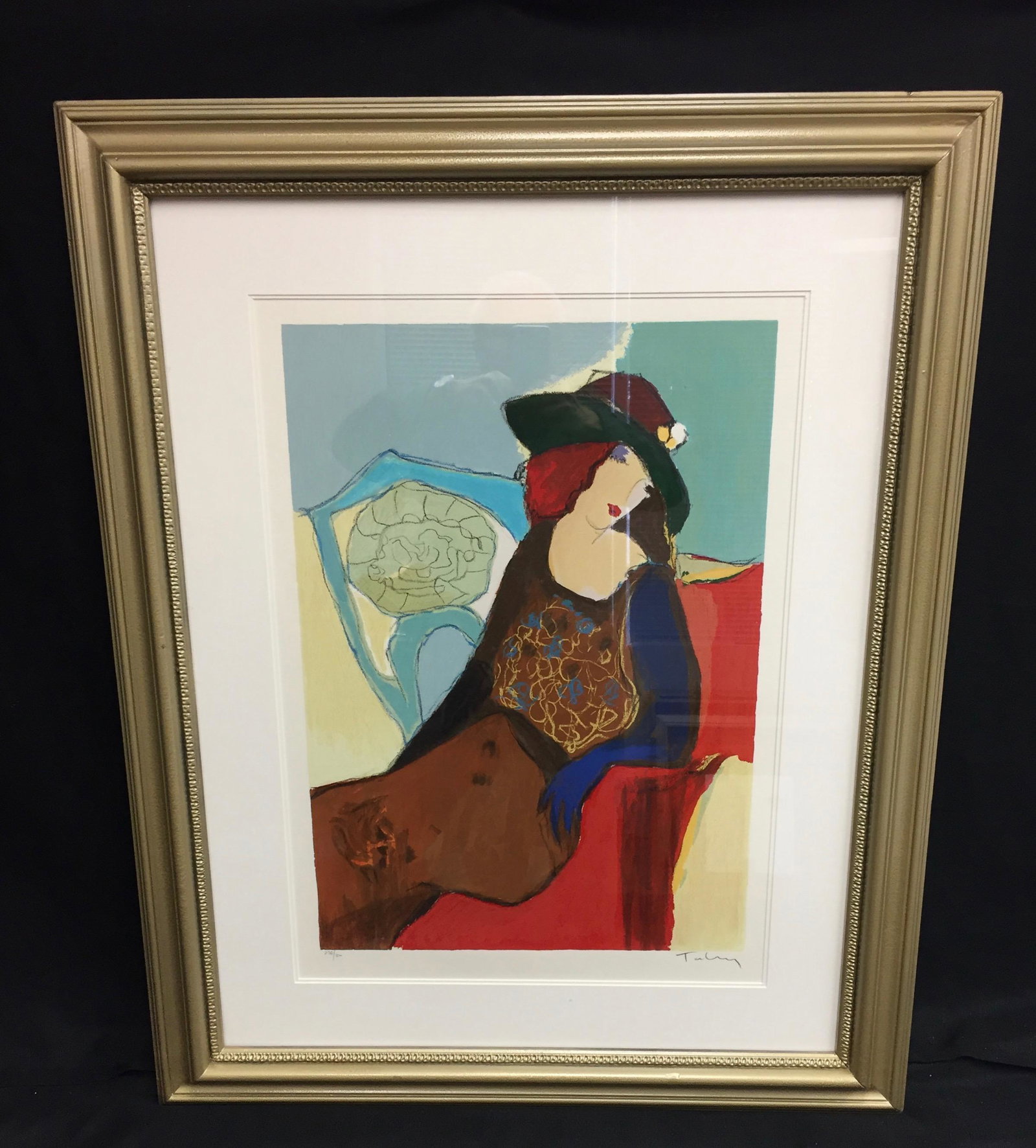 Itzchak Tarkay | Limited Edition Serigraph | "Secrets: Itzchak Tarkay | Limited Edition Serigraph | Title "Secrets" | Measures 29 x 36 1/2