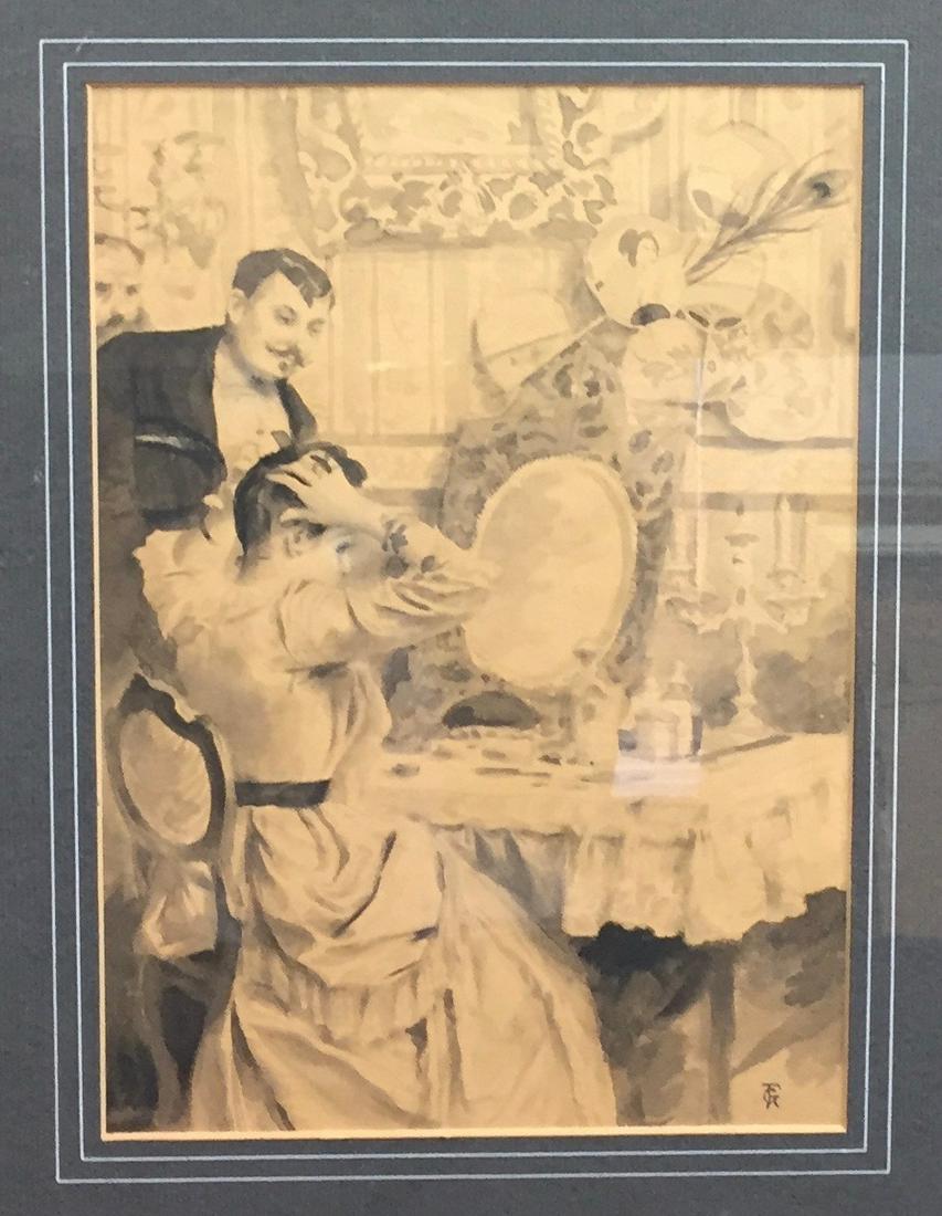 Gabriel Ferrier | Original Watercolor: Gabriel Ferrier 1847 - 194 | French Watercolor | Signed Lower Right GF | Measures 23 X 17 Framed