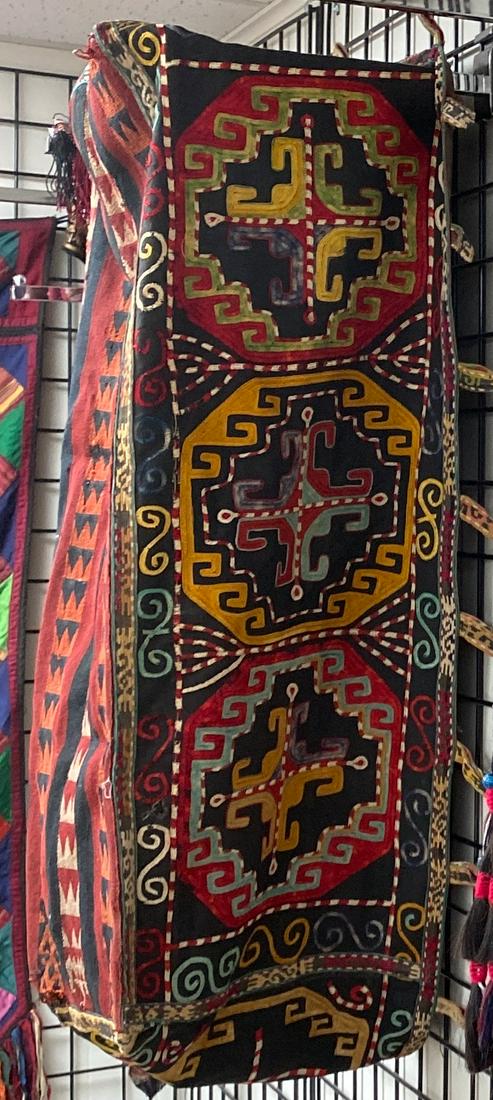 Uzbekistan | Lakai Cargo Bag | Tribal Designs: Uzbekistan Central Asia | Lakai Cargo Bag | Tribal Designs | Open Top with Loops | Measures 39 x 15 x 12