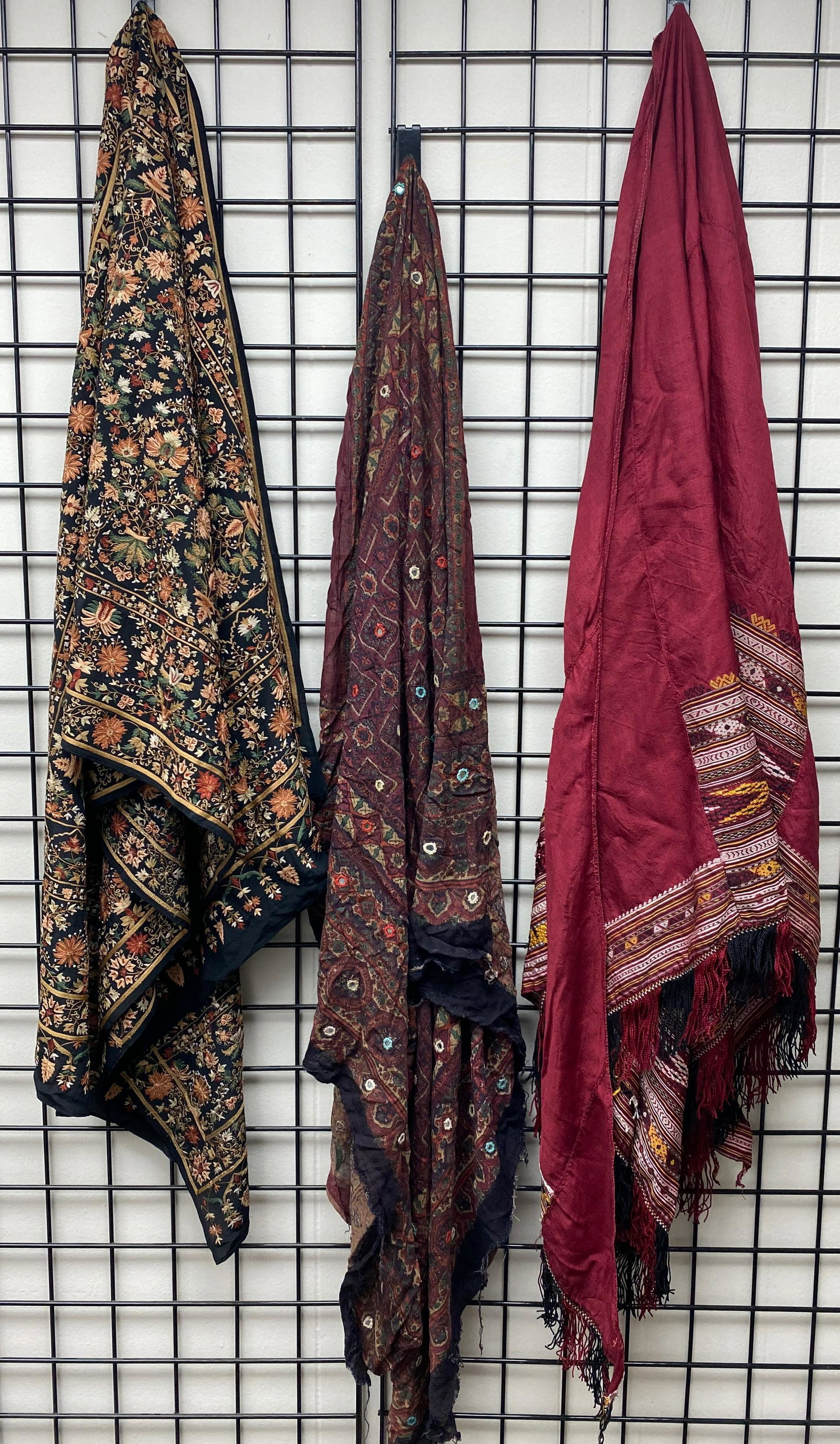 Uzbekistan | Eastern Turkey | Shawls | Set of 3: (3) Uzbekistan Central Asia | Eastern Turkey | Shawls | Set of Three | Silk & Cotton | Various Designs & Patterns | Uzbekistan Shawl Measures 108 x 48 | Eastern Turkey Measures 66 x 39