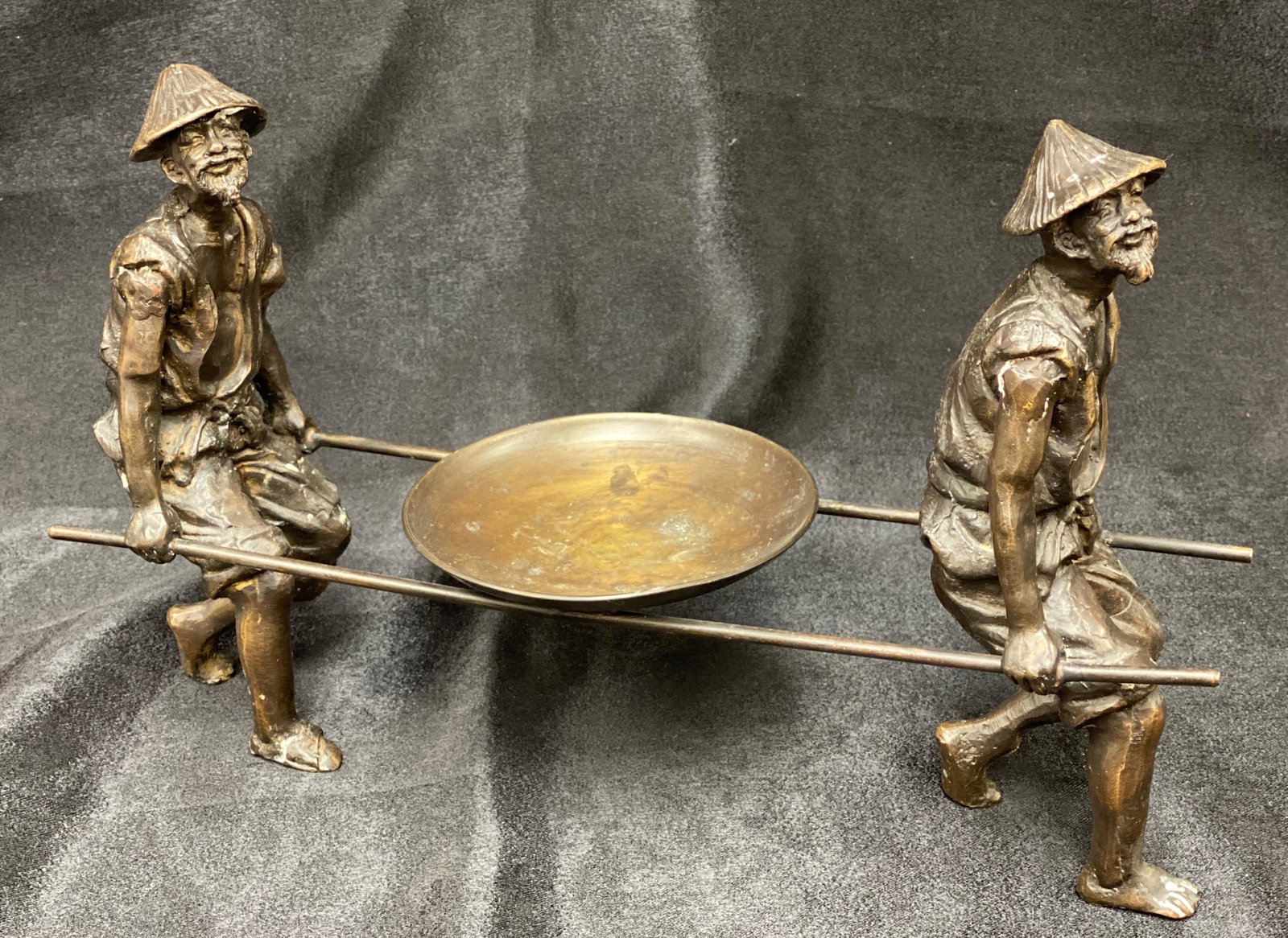 Bronze Sculpture | Thailand Figures: Bronze Sculpture | Business Card Holder | Thailand/Vietnamese | 14 1/2 W x 9 H x 5 D