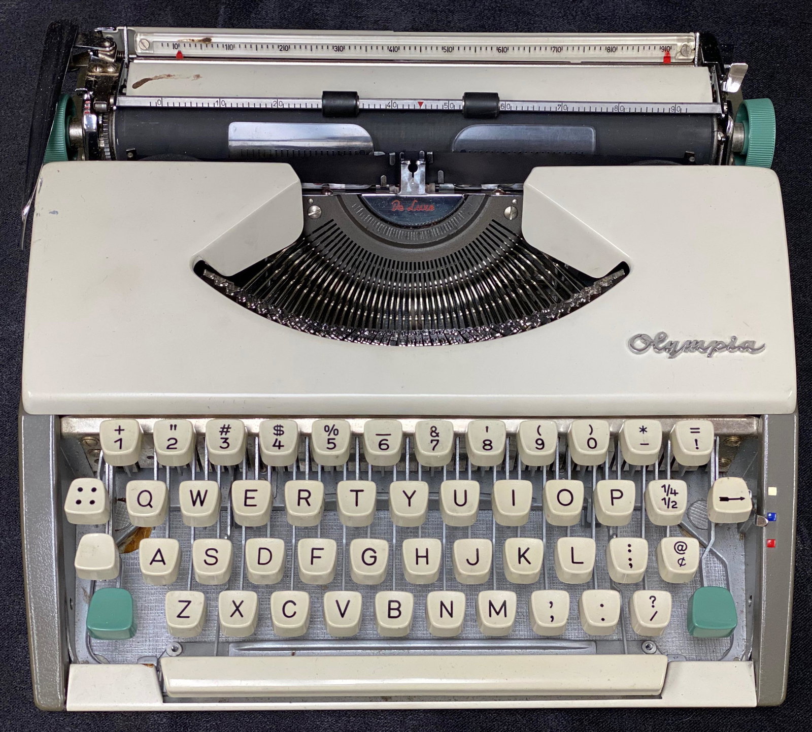 Olympia Deluxe Script Typewriter | Germany: Vintage 1960's | Olympia Deluxe Script Typewriter | Made in Western Germany | Portable Leather Carrying Case