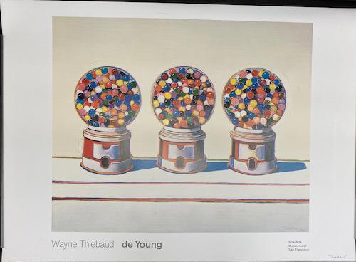 Wayne Thiebaud | Three Machines Poster Signed: Wayne Thiebaud | Signed 2013 Three Machines | Fine Arts Museums of San Francisco Poster | Pencil Signed Outside Margins | Measures 26 x 36