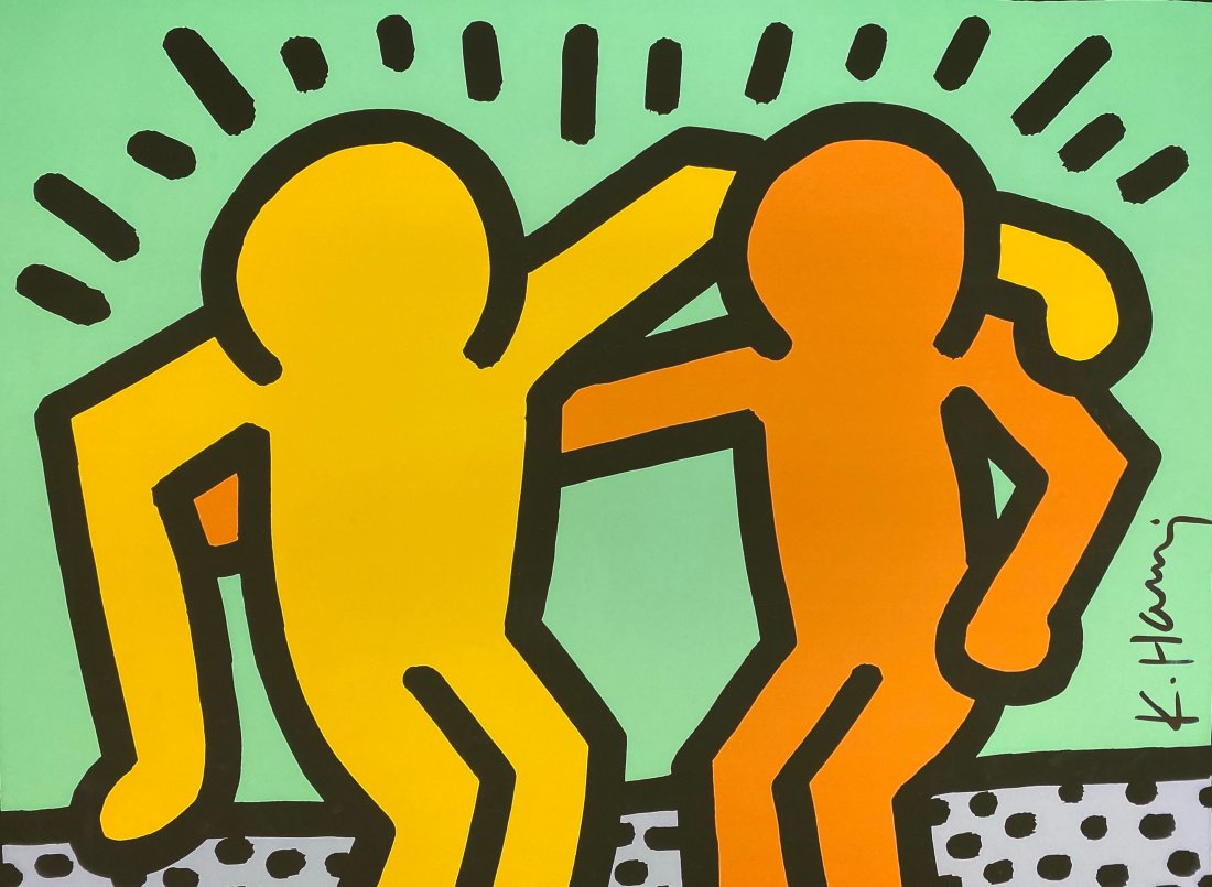 Keith Haring | Silkscreen | 1987 Best Buddies: Keith Haring | 1987 Best Buddies | Silkscreen / Serigraph | Signed K Haring Lower Right | Measures 23 5/8 x 23 3/4 | Please Note: No COA - Certificate of Authenticity.