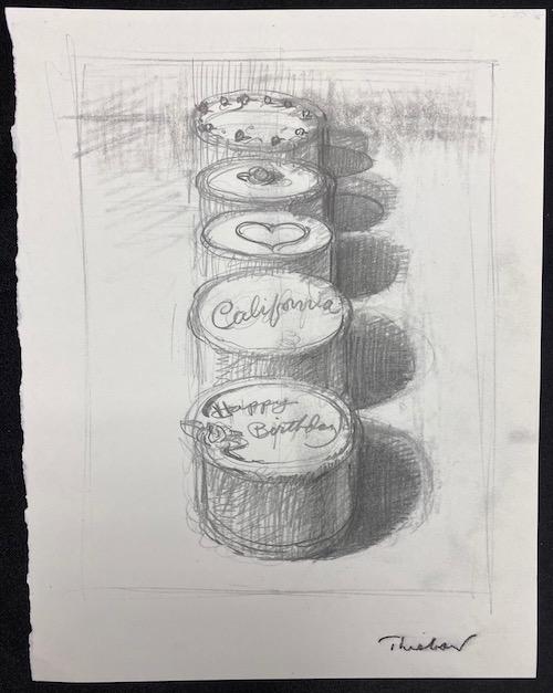 Wayne Thiebaud - Happy Birthday Signed Print: Wayne Thiebaud | Signed Happy Birthday - Two sided Print | Signed Lower Right in Ink | Measures 8 x 11