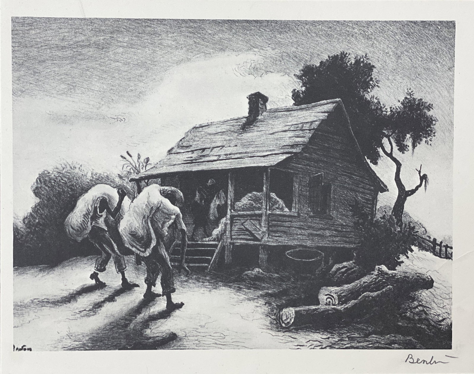 Thomas Hart Benton | Offset Halftone Print: Thomas Hart Benton | Offset Halftone Print | Back from the Fields | Signed in pencil lower right | Image 7 7/8 x 10 1/2
