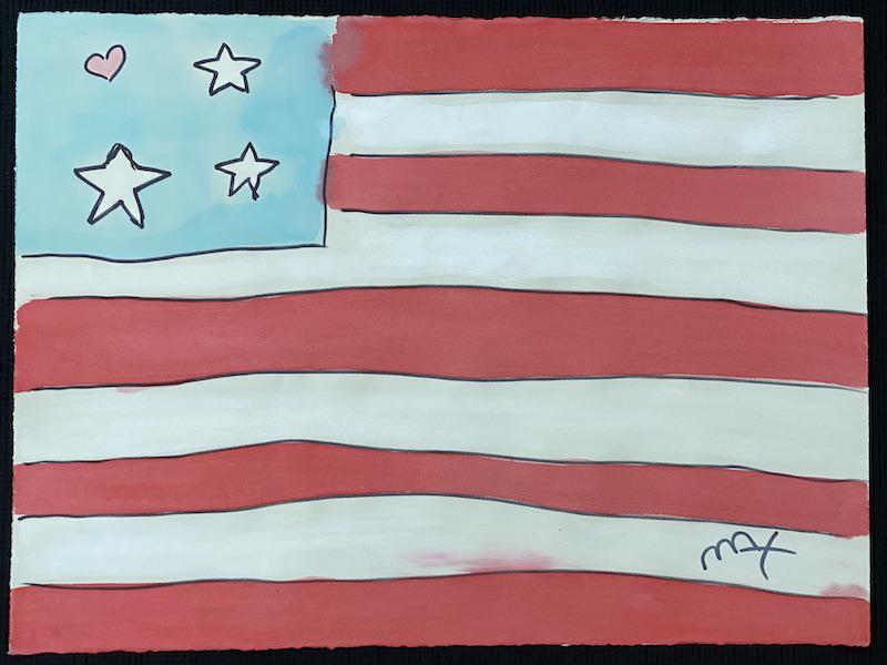 Peter Max Watercolor | American Flag: Peter Max Watercolor | American Flag |Signed Lower Right | Measures 22 1/4 x 30