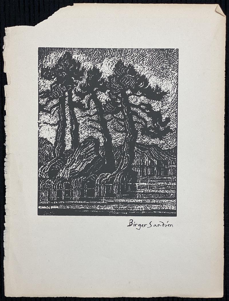 Birger Sandzen Ink Signed | 1925 Lithograph: Birger Sandzen Ink Signed | 1925 Lithograph Book Page | Lakes in the Rockies | 9 3/8 x 12 1/2
