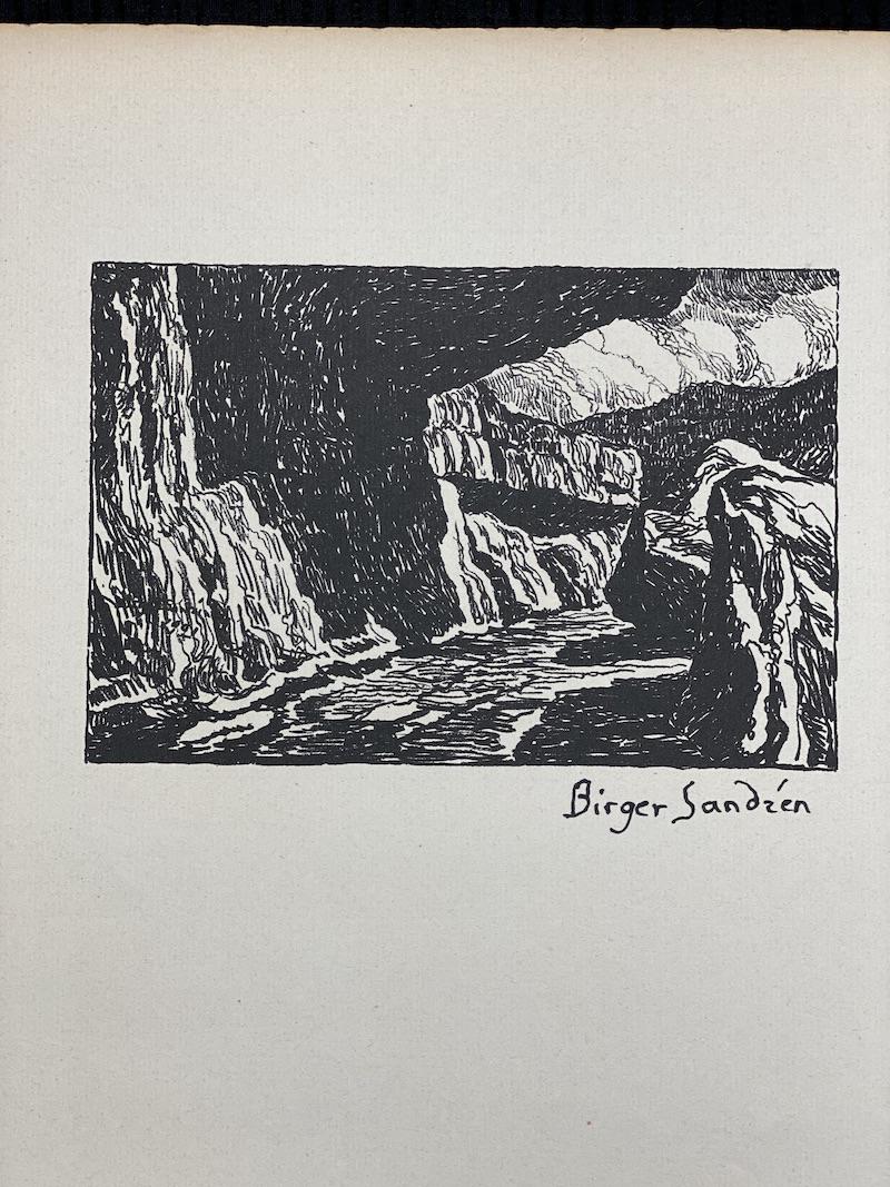Birger Sandzen Ink Signed | 1925 Lithograph: Birger Sandzen Ink Signed | 1925 Lithograph Book Page | In the Black Canyon | 9 3/8 x 12 1/2
