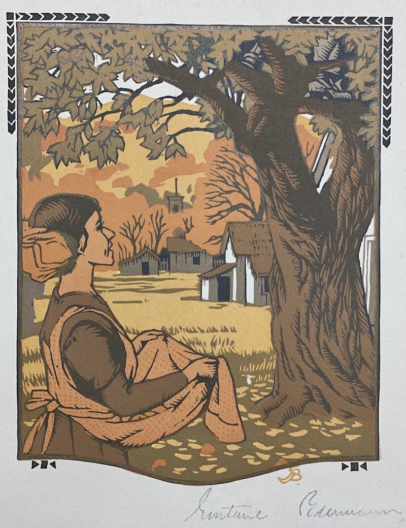 Gustave Baumann Signed Woodcut October: Gustave Baumann Signed Woodcut October | 1912 Book All Year Round Signed in Pencil | Sheet 8 1/2 x 10 1/2