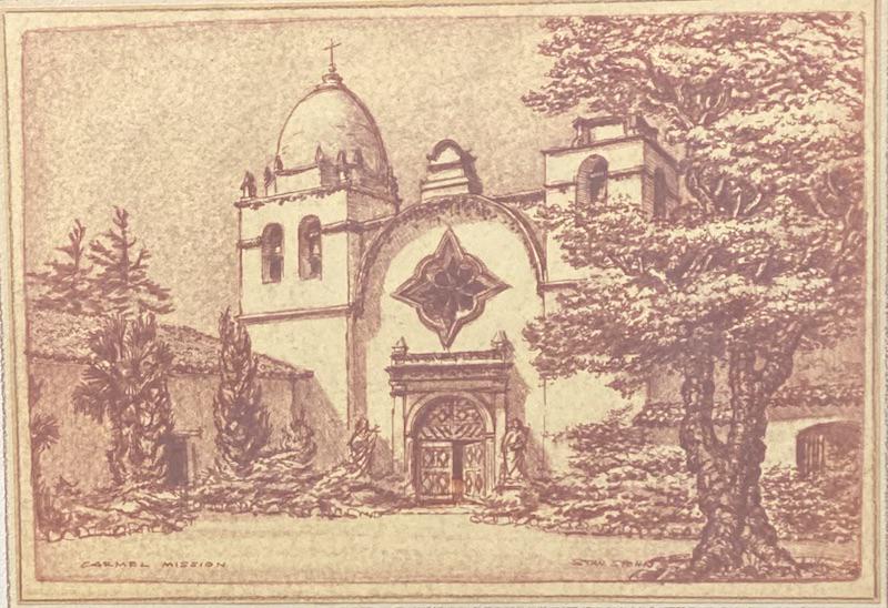 Stanley Albert Spohn | Original Lithograph: Stanley Albert Spohn | Original Colored Lithograph | Carmel Mission | Framed Measures 16 x 19 1/2