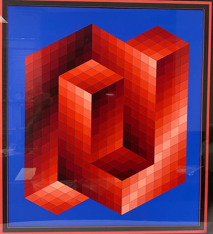 Victor Vasarely Serigraph Red Abstract (1 of 2)
