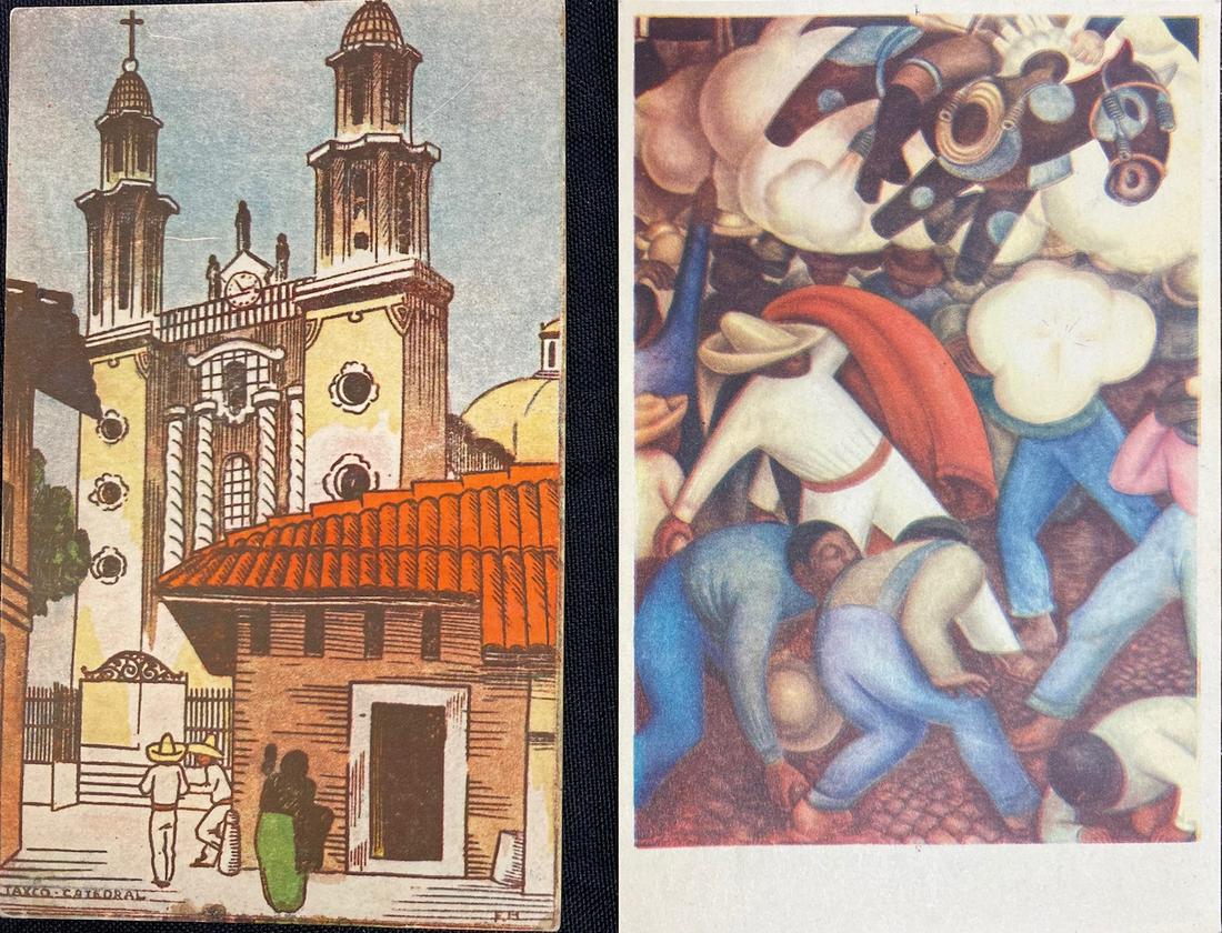 Pair of 1930's Artistic Postcards Diego Rivera: Two 1930's Postcards 1) Diego Rivera 2) Taxco Cathedral