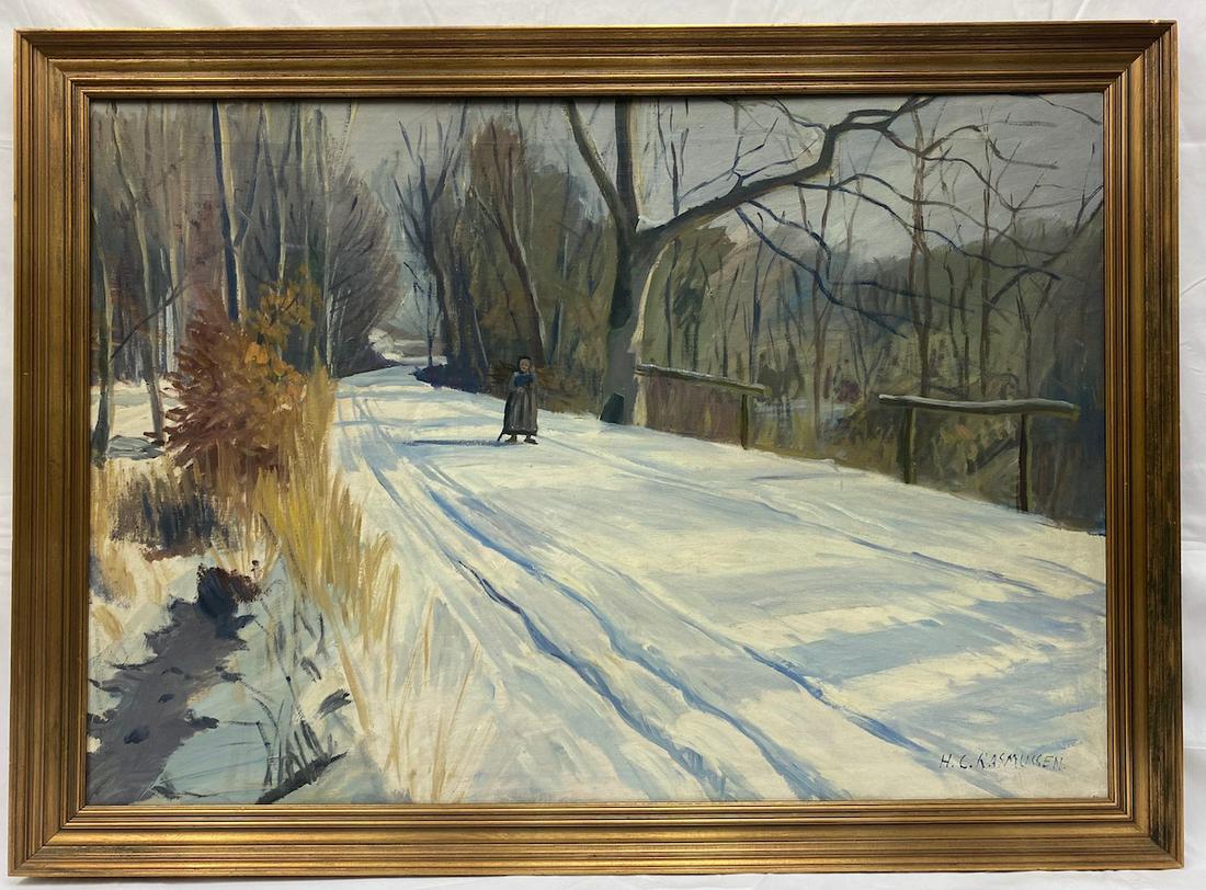 Snowscape Painting | Oil on Canvas | H C Rasmussen (1 of 2)