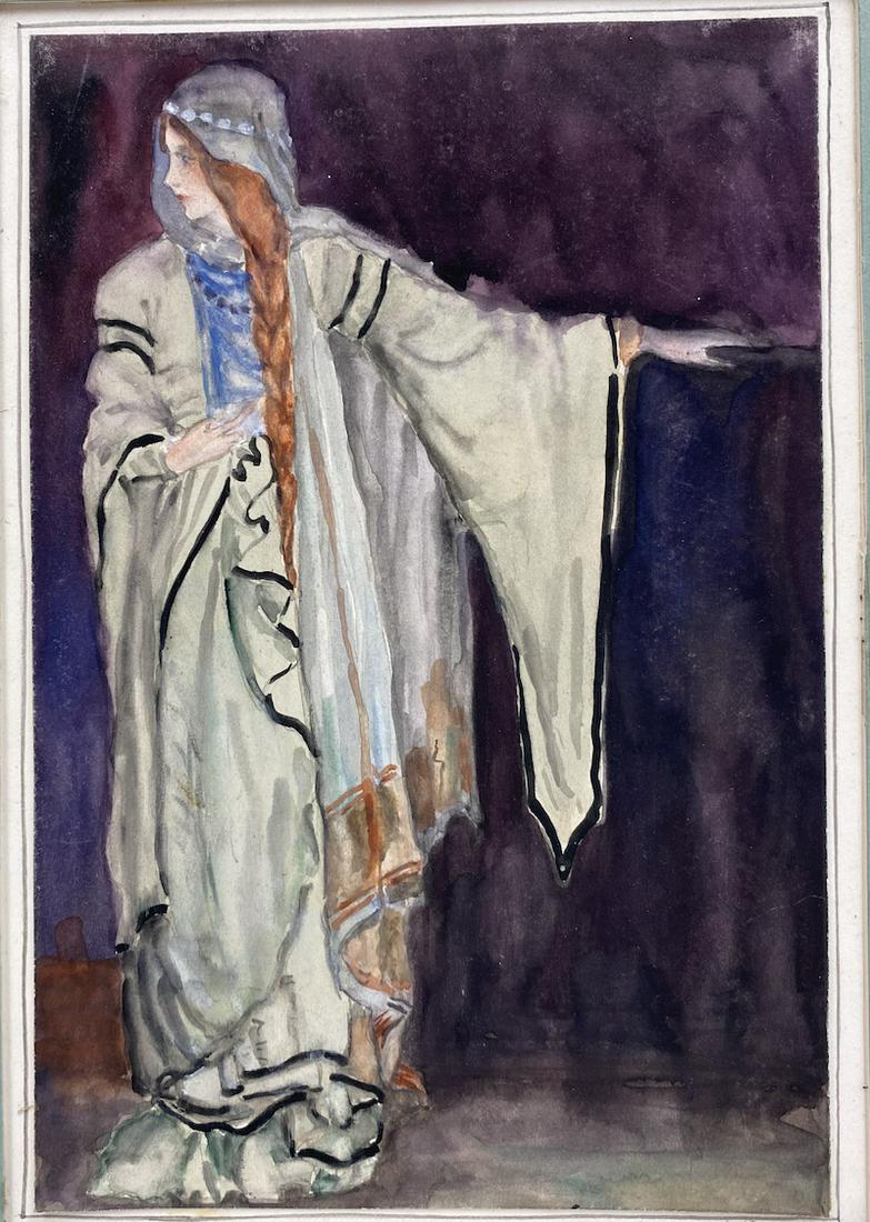 Ruth Hutton Ancker | 1901-1979 Smithsonian Collection: Ruth Hutton Ancker 1901 - 1979 | 1920 Watercolor | Robe/Dress Design | Image Measures 5 1/2 x 8 | Listed in the Smithsonian Collection Ancker, Ruth Hutton , 1901-1979General Notes:Folder(s) may includ
