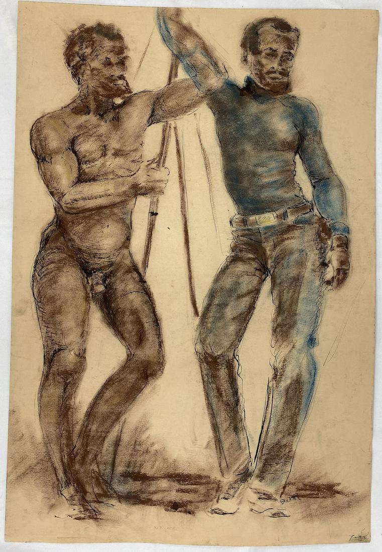 Susan Weir | Pastel & Ink Nude: Susan Weir | Pastel & Ink Nude Male Model Drawing | Signed SWEIR | Measures 16 3/8 x 24