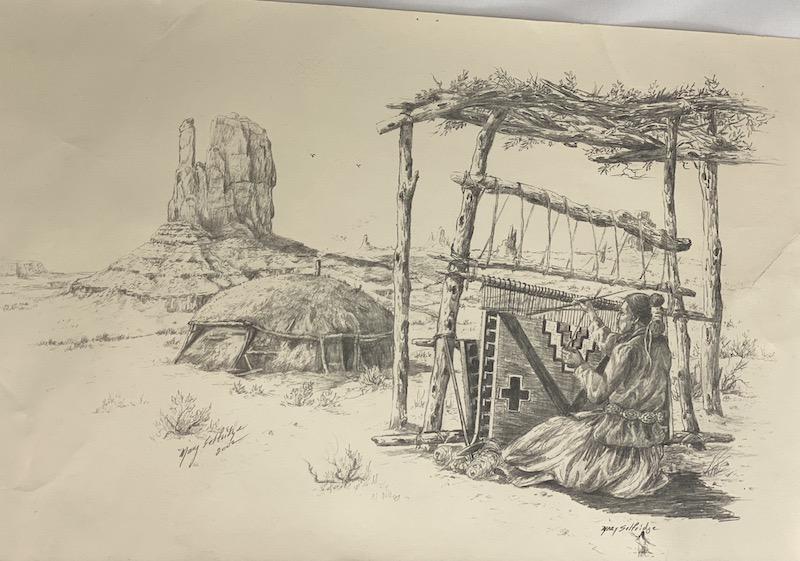 Mary Selfridge Signed Prints: Mary Selfridge Signed Prints | Navajo Weaver & Rams | Penciled Signed Prints | Both Measure 11 x 17