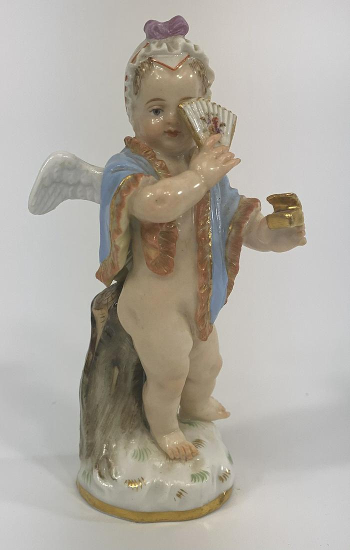 19th Century Cupid Meissen Porcelain Figurine: Meissen Porcelain Figurine - Cupid in fine condition Measures 3 5/8 H