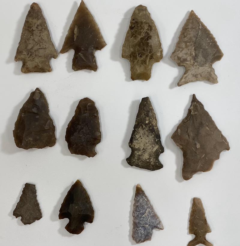 Arrowhead Artifacts Group 1: Arrowhead Artifacts Group 1 | Found Near Pipe Creek Texas | Arrowheads previously Mounted in shadow box and may have silicone/glue residue on one side