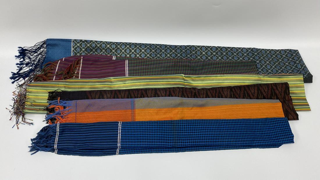 Silk Cambodian Shawls - Set of 6: Silk Cambodian Shawls - Set of 6 - Two Measures approximately 74 Long and Four Measures 54 Long - These shawls have never been used.