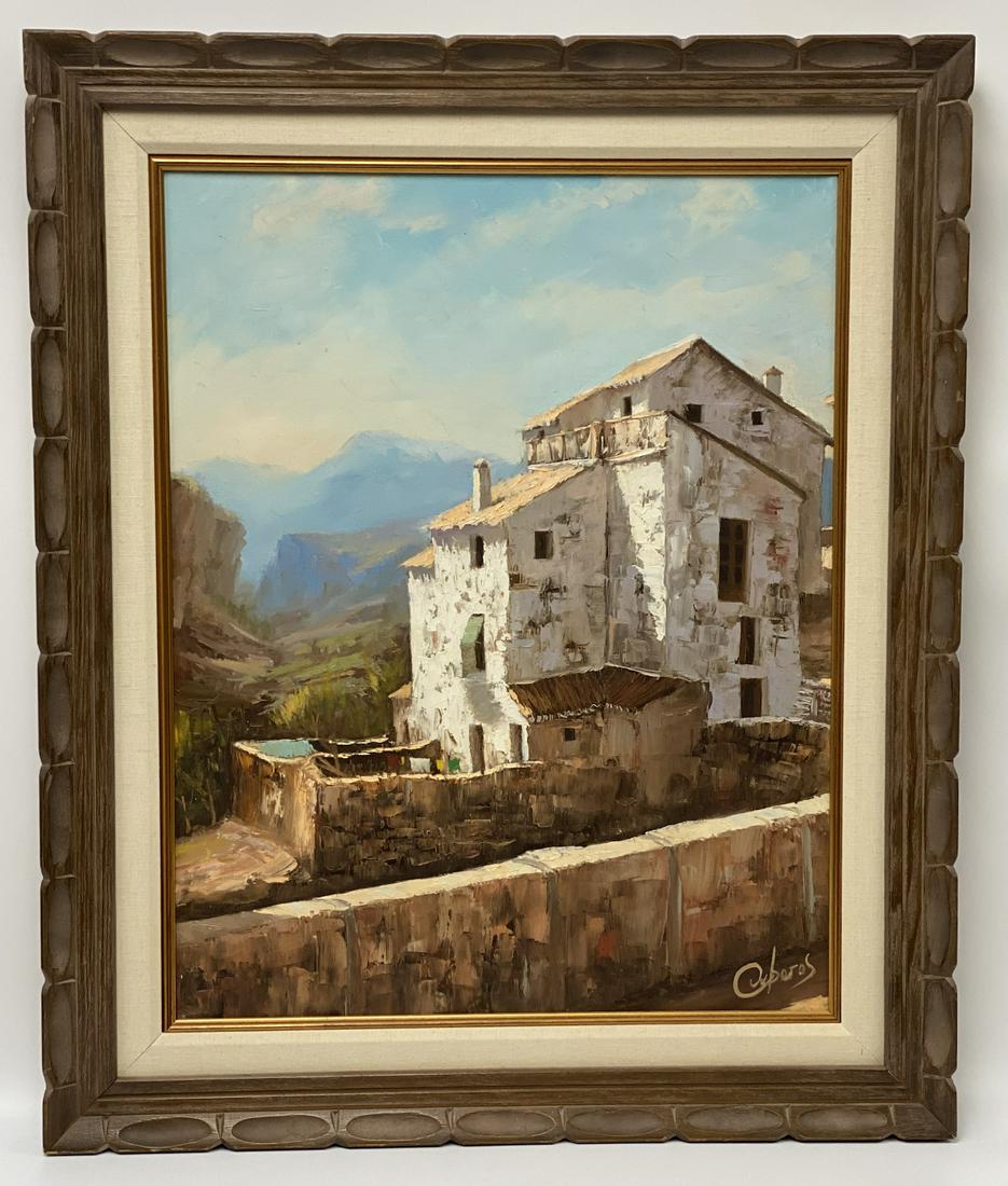 Signed Village Oil Painting (1 of 3)