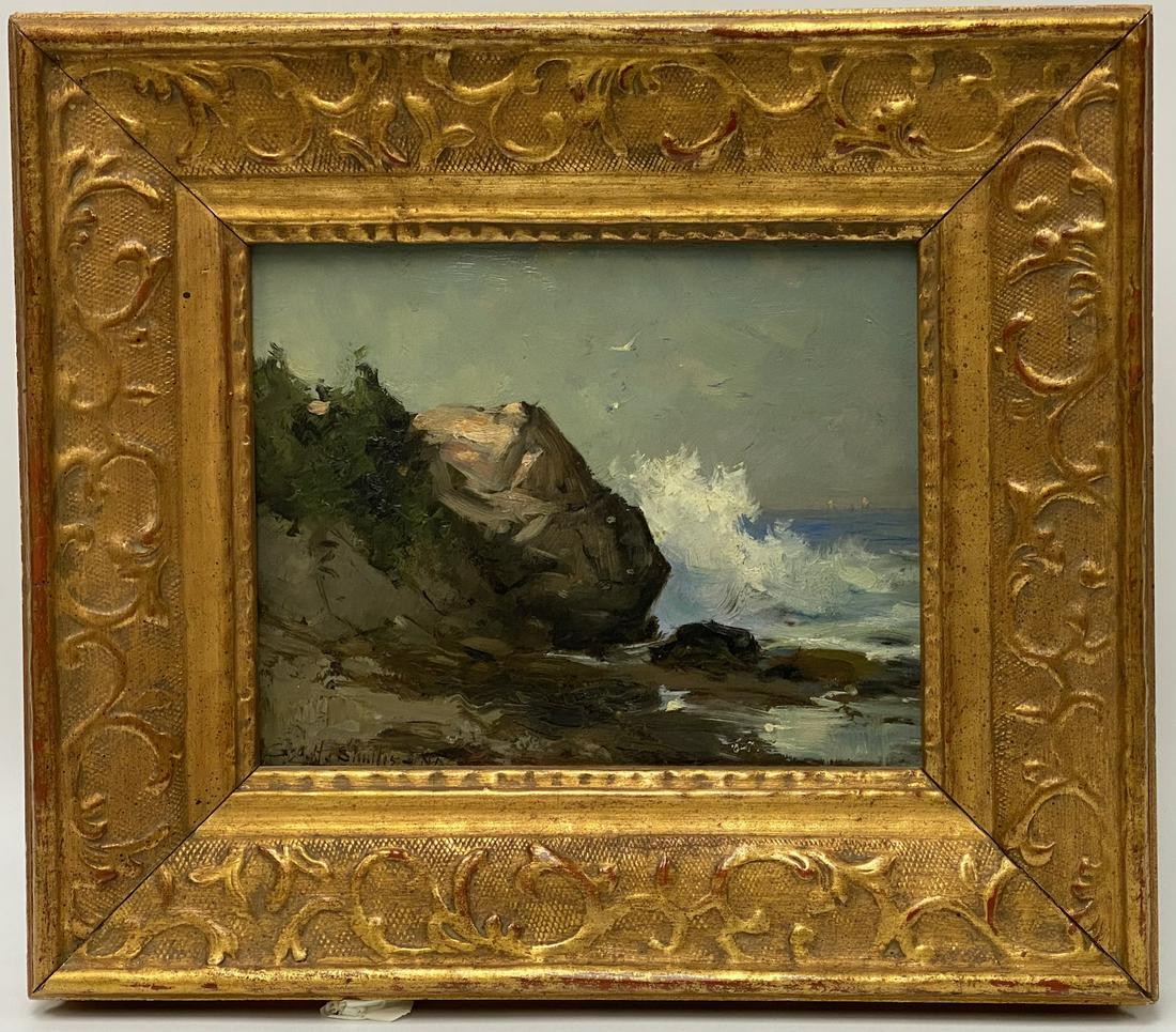 Signed Oil Landscape Painting - Small signed illegibly (1 of 5)