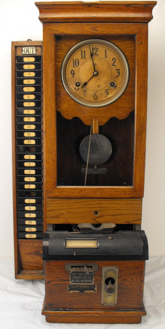 Oak Time Clock & Timecard Holder