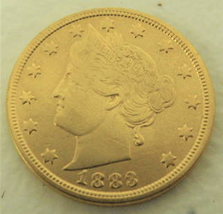 1883 US $5 Gold Coin: Age Appropriate Wear, Please see photos for a better idea of condition.