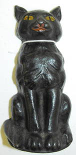 Black Cat Cast Iron Doorstop: Cast Iron Doorstop, black seated cat. Nice original paint. 7" high. Age Appropriate Wear, Please see photos for a better idea of condition.