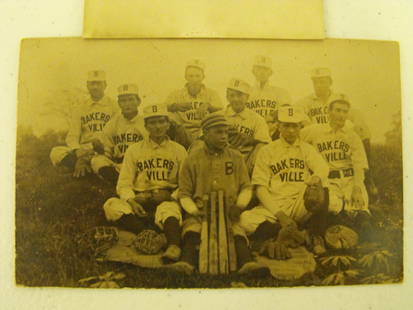 2 RPPC Bakersville Baseball Team Real Photo Post Cards: 2 Rare real photo post cards. Bakersville baseball team. Age Appropriate Wear, Please see photos for a better idea of condition.