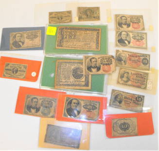 Lot Colonial Paper Money Fractional Currency: Lot Colonial fractional paper currency. Nice lot, estate fresh. Age Appropriate Wear, Please see photos for a better idea of condition.