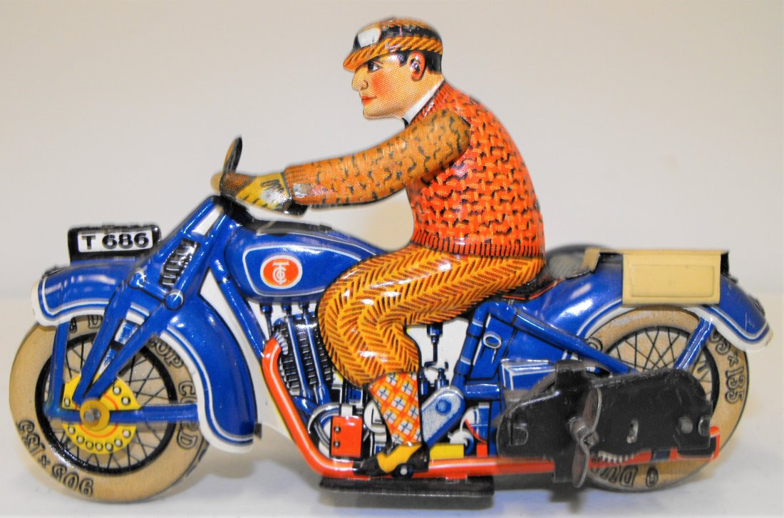 Rare TippCo Tin Litho German Motorcycle Toy (1 of 5)