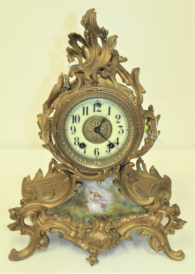 French Metal & Porcelain Clock (1 of 3)